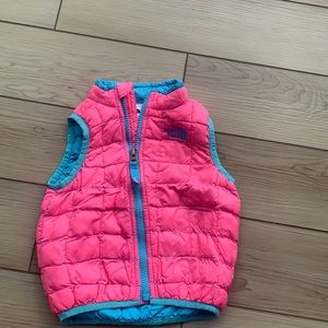 12 - 18 months North Face vest blue and pink